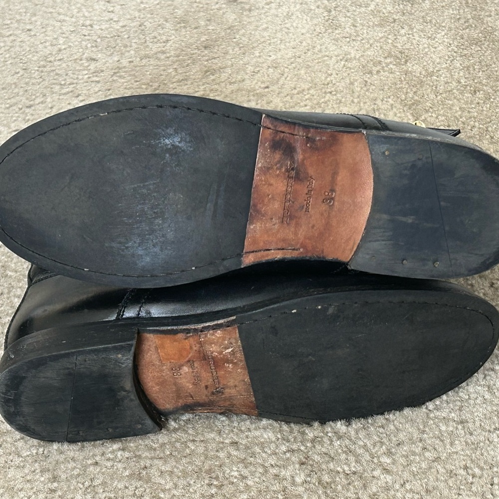 Women Burberry Kerry Black Leather Buckle Shearling Boots Size 38 - Picture 7 of 10